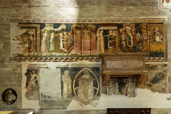 Frescoes in the interior of Trento Cathedral or San Vigilio Cathedral, Trento, Trentino, Italy, Europe