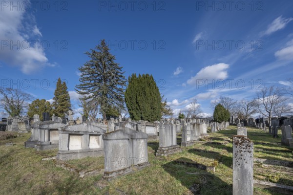 Old graves at the Israeli cemetery, inaugurated in 1882, Werner-von Siemens Str. 2, Würzburg, Lower Franconia, Bavaria, Germany, Europe