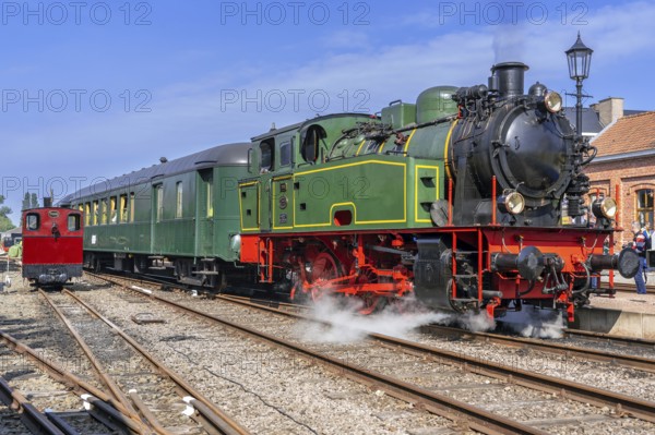 1949 steam locomotive Tom at Stoomtrein Maldegem-Eeklo, SME, heritage railway association at former NMBS station of Maldegem, East Flanders, Belgium, Europe