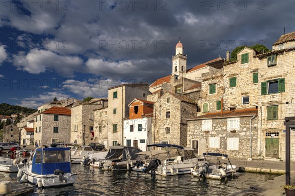At the small harbour in the old town of Sibenik, Croatia, Europe