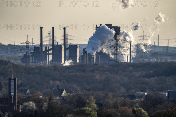 Prosper coking plant, operated by the ArcelorMittal steel group, 146 coke ovens with a daily output of 5500 tonnes of coke, Bottrop, Löschwolke, North Rhine-Westphalia, Germany, Europe