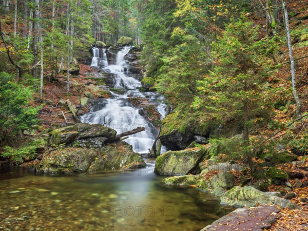 Riesloch nature reserve, Riesloch Falls, Riesloch Falls, Riesbach waterfall, also known as Rissloch, Bodenmais, Bavarian Forest, Lower Bavaria, Bavaria, Germany, Europe