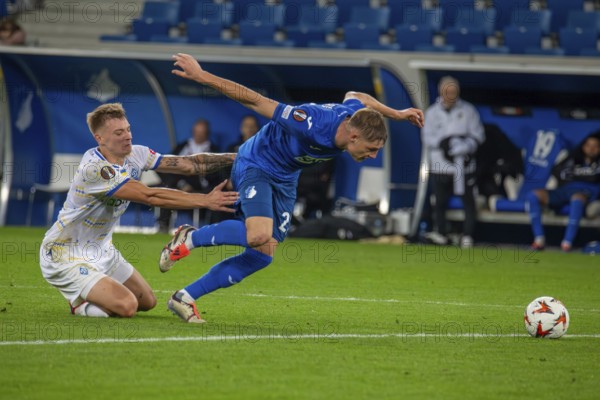 Football UEFA Europa League, 2024/25 season, matchday 2: TSG Hoffenheim v Dynamo Kiev. Picture: Dynamic advance by Alexander Prass (22, Hoffenheim)