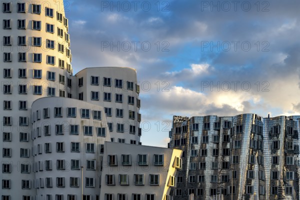 Gehry Buildings - New Customs Yard at the Media Harbour in Düsseldorf, North Rhine-Westphalia, Germany, Europe