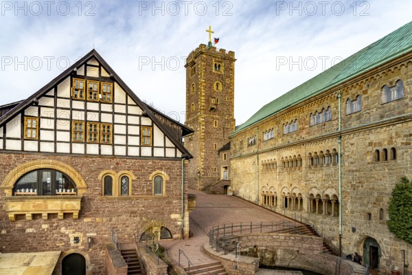 The Hofburg Imperial Palace, the second courtyard of Wartburg Castle, UNESCO World Heritage Site in Eisenach, Thuringia, Germany, Europe