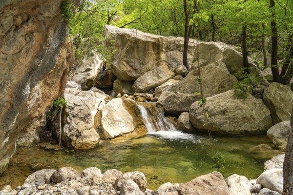 Waterfall in the Velika Paklenica gorge in Paklenica National Park, Croatia, Europe