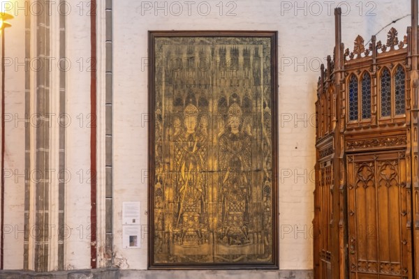 Monumental tomb slab of Bishops Ludolf and Heinrich von Bülow in Schwerin Cathedral of St Mary and St John, state capital Schwerin, Mecklenburg-Western Pomerania, Germany, Europe
