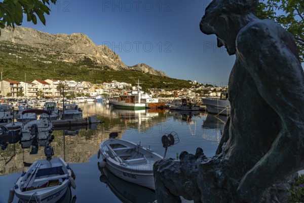 Sculpture at the harbour of Podgora, Croatia, Europe