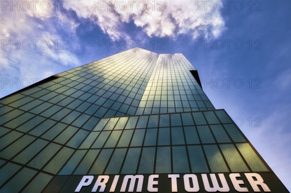 Modern high-rise building Prime Tower with glass façade, Zurich West, Canton of Zurich, Switzerland, Europe