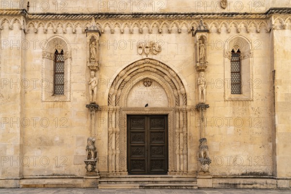 Portal of the Cathedral of St James, UNESCO World Heritage Site in Sibenik, Croatia, Europe