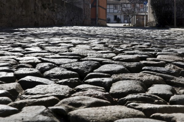 Cobblestones, Old Town, Wernigerode, Harz Mountains, Saxony-Anhalt, Germany, Europe