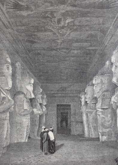 The first hall in the temple of Abu Simbel, 1890, Egypt, digital reproduction of an original 19th century model, historical, Africa