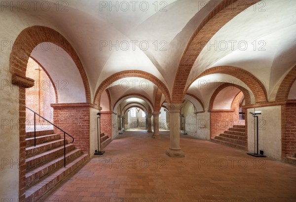 The crypt of the monastery church of Jerichow Monastery, cradle of North German brick architecture, the oldest brick church in Northern Germany, Brick Romanesque, Jerichow, Altmark, Saxony-Anhalt, Germany, Europe