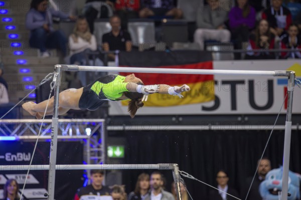 EnBW DTB-Pokal Stuttgart 2025, Mixed Cup***Janoah Müller warming up on the uneven bars
