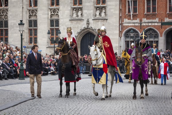 BRUGES, BELGIUM, MAY 17: Annual Procession of the Holy Blood on Ascension Day. Locals perform an historical reenactment and dramatizations of Biblical events. May 17, 2012 in Bruges (Brugge), Belgium, Europe