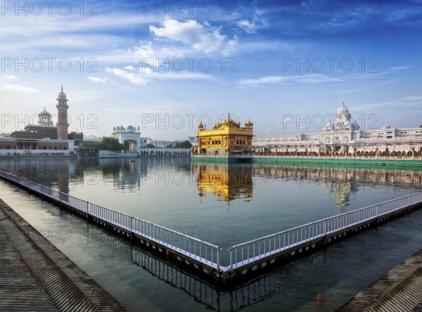 Sikh gurdwara Golden Temple (Harmandir Sahib) in the morning. Amritsar, Punjab, India, Asia