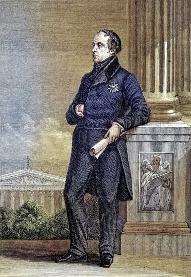 Francois Pierre Guillaume Guizot (4 October 1787) (12 September 1874) was a French politician and writer, Historical, digitally restored reproduction of a 19th century original