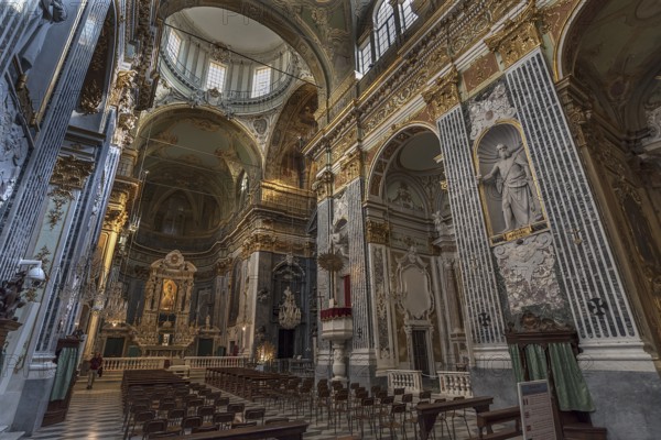 Interior of the Chiesa dei Santi Vittore e Carlo, built in 1650, Via Balbi, 7, Genoa, Italy, Europe