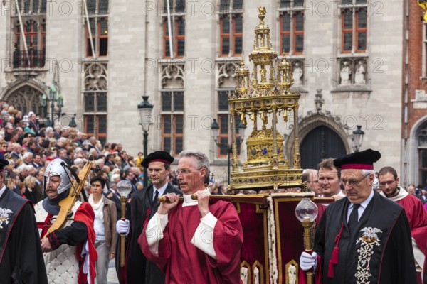BRUGES, BELGIUM, MAY 17: Annual Procession of the Holy Blood on Ascension Day. Locals perform an historical reenactment and dramatizations of Biblical events. May 17, 2012 in Bruges (Brugge), Belgium, Europe