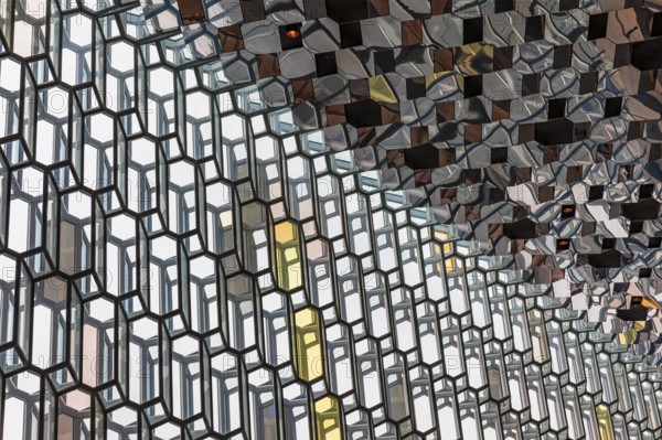 Harpa Concert Hall and Congress Centre, interior view, artistic modern architecture, Reykjavik, Reykjanes Peninsula, Sudurnes, Iceland, Europe