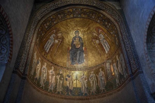 Ceiling mosaic over the left altar of the Cathedral of San Giusto, Trieste, Friuli Venezia Giulia Region, Italy, Europe