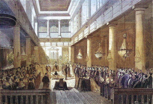 First Communion of Crown Prince Napoleon Eugene Louis Bonaparte in the Chapel of the Tuileries, 1869, Paris, France, Historic, digitally restored reproduction of a 19th century original, Europe