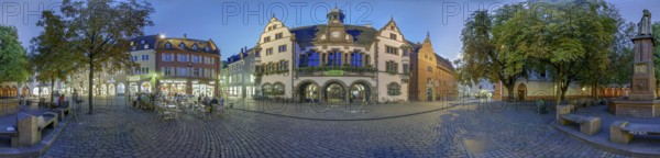 Town Hall Square, Rathausplatz Freiburg Evening Mood Panorama Germany