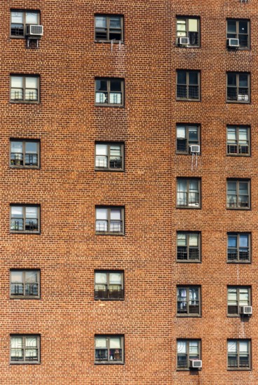 Property, house, facade, living, air conditioning, high-rise, apartment block, New York City, USA, North America