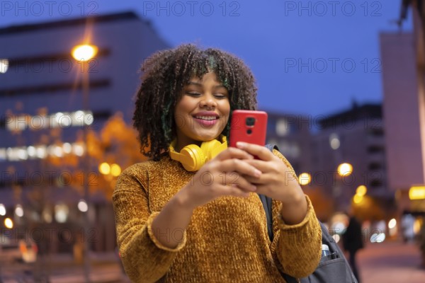 Portrait of black ethnic girl in the early morning going to the university on the way back to school