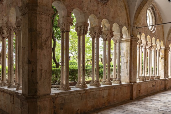 The cloister of the Franciscan monastery in Dubrovnik, Croatia, Europe