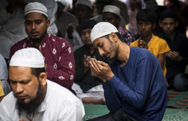 Muslims perform the Friday prayers at a Mosque in the holy month of Ramadan, on 21 March 2025 in Guwahati, India, Asia