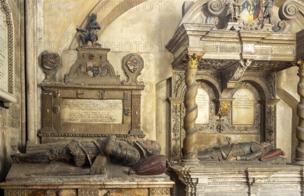 Sir Henry Newton d 1599, Sir John Newton d 1661 tomb monuments, Bristol cathedral church, Bristol, England, UK