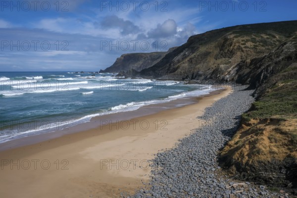 Vila do Bisbo, Algarve, Portugal - Ponta Ruiva Beach Praia da Ponta Ruiva, beautiful secluded sandy beach on the west coast near Villa do Bisbo
