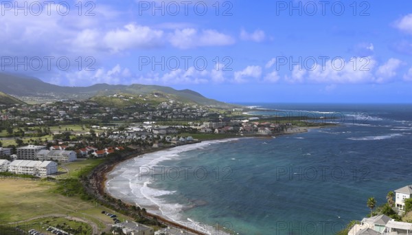 Panoramic view on Timothy Hill lookout of Saint Kitts and Nevis Caribbean island on cruise vacation