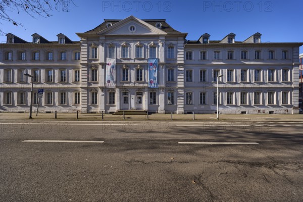Comeniushaus, architect Friedrich Joachim Stengel, Baroque architectural style, Hochschule der Bildenden Künste Saar, historical building, street, blue sky, cloudless, Keplerstrasse, Saarbrücken, state capital, regional association Saarbrücken, Saarland, Germany, Europe