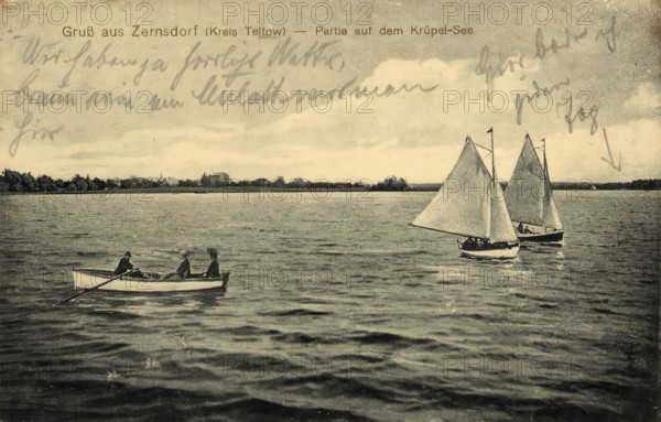 Historical postcard, picture postcard, Zernsdorf, district Teltow, Krüpel-See, Brandenburg, Germany, digitally enhanced reproduction of an original from around 1900, picture postcard, Europe