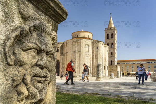 The Church of St Donatus, remains of the Roman forum and the bell tower of Zadar Cathedral, Croatia, Europe