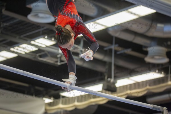 German Gymnastics League (Bundesliga) for woman, 1st competition day 2025 in Mannheim***Seda Serbieva (Dresdner SC) on uneven bars
