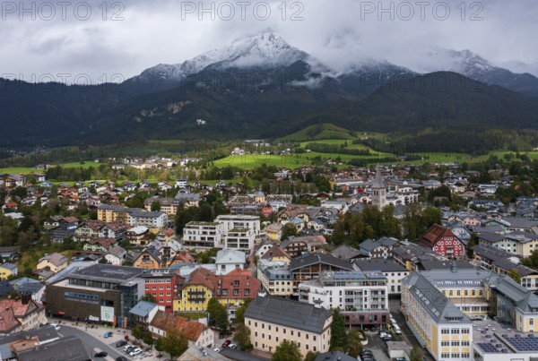 Drone image, residential buildings, town view, Saalfelden am Steinernen Meer, Pinzgau, Salzburg province, Austria, Europe