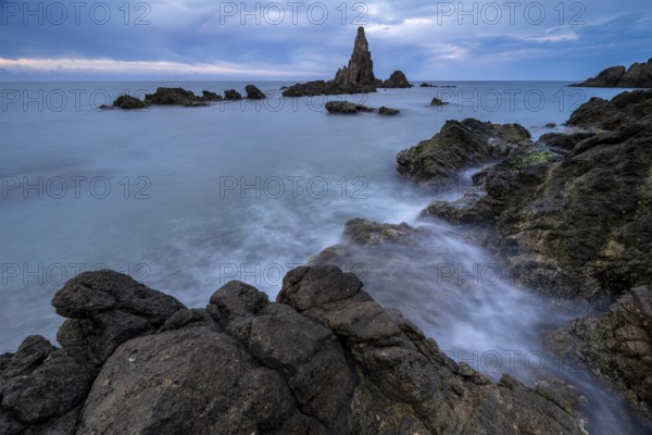 Rocky coast, Cabo de Gata-Nijar Natural Park, Almeria, Andalusia, Spain, Europe