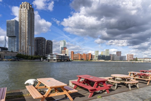 High-rise buildings at Kop van Zuid, at the Rijnhaven harbour basin, Rotterdam, Netherlands