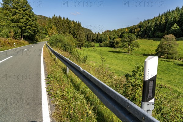 The Valmetal, near the village of Obervalme, landscape in the Sauerland, Hochsauerlandkreis, North Rhine-Westphalia, Germany, Europe