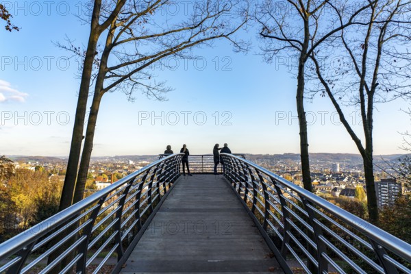 The Nordpark in Wuppertal, Skywalk viewing platform, view over the districts of Barmen and Oberbarmen, Wuppertal, North Rhine-Westphalia, Germany, Europe