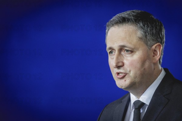 Denis Becirovic, Chairman of the State Presidency of Bosnia and Herzegovina, at a press conference at the Chancellery in Berlin, 7 May 2024