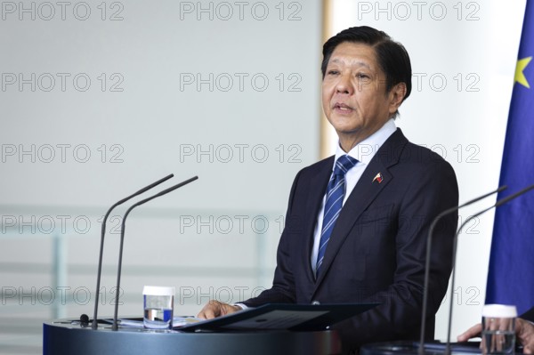 Olaf Scholz, Federal Chancellor (not pictured), and Ferdinand Marcos Jr, President of the Republic of the Philippines, at a joint meeting in Berlin, 12 March 2024