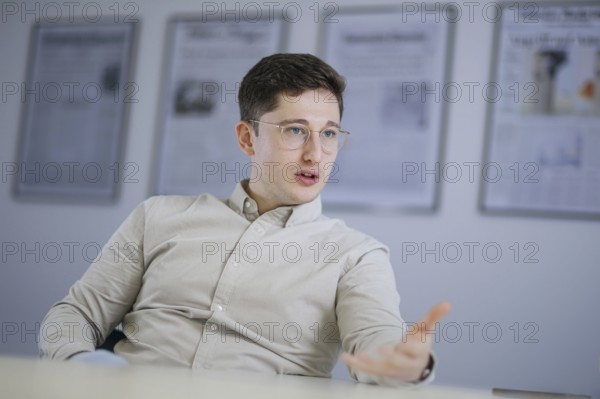 Philipp Türmer, SPD, Federal Chairman of the Jusos, recorded during an interview. Berlin, 24.01.2024