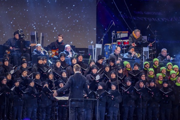 When over 25, 000 visitors flock to the Rudolf Harbig Stadium for the big Advent concert just in front of Christmas, the Christmas festivities begin for many Dresdeners. What began in 2015 as part of the celebrations to mark the anniversary of the world-famous Dresden Kreuzchor has now established itself as one of the biggest and most beautiful Christmas events in Germany., Dresden, Saxony, Germany, Europe