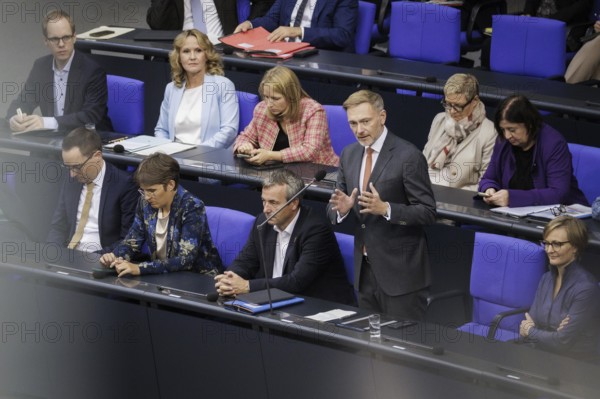 Christian Lindner (FDP), Federal Minister of Finance, recorded during his opening statement in the German Bundestag in Berlin, 25/09/2024