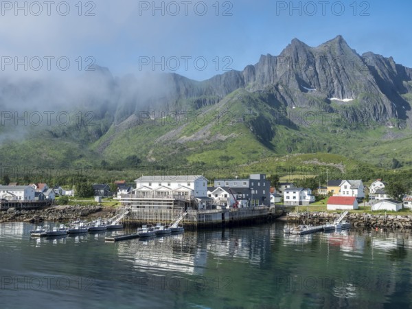 Mefjord Brygge, hotel and fishing base in village Mefjordvaer, island Senja, Norway, Europe