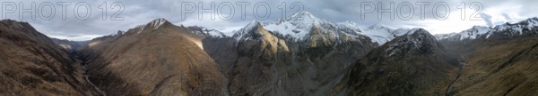 Niedertal, Alpine panorama, aerial view, mountains in Ötztal, Ötztal Alps, Tyrol, Austria, Europe